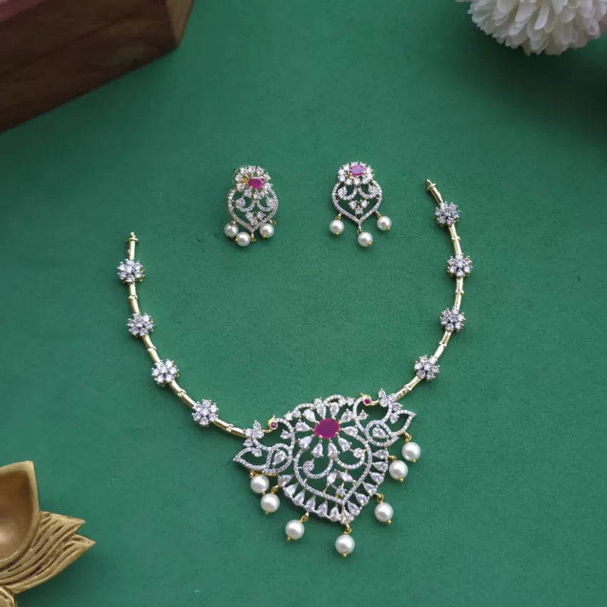 Diamond Replica Hasli Necklace - Ruby