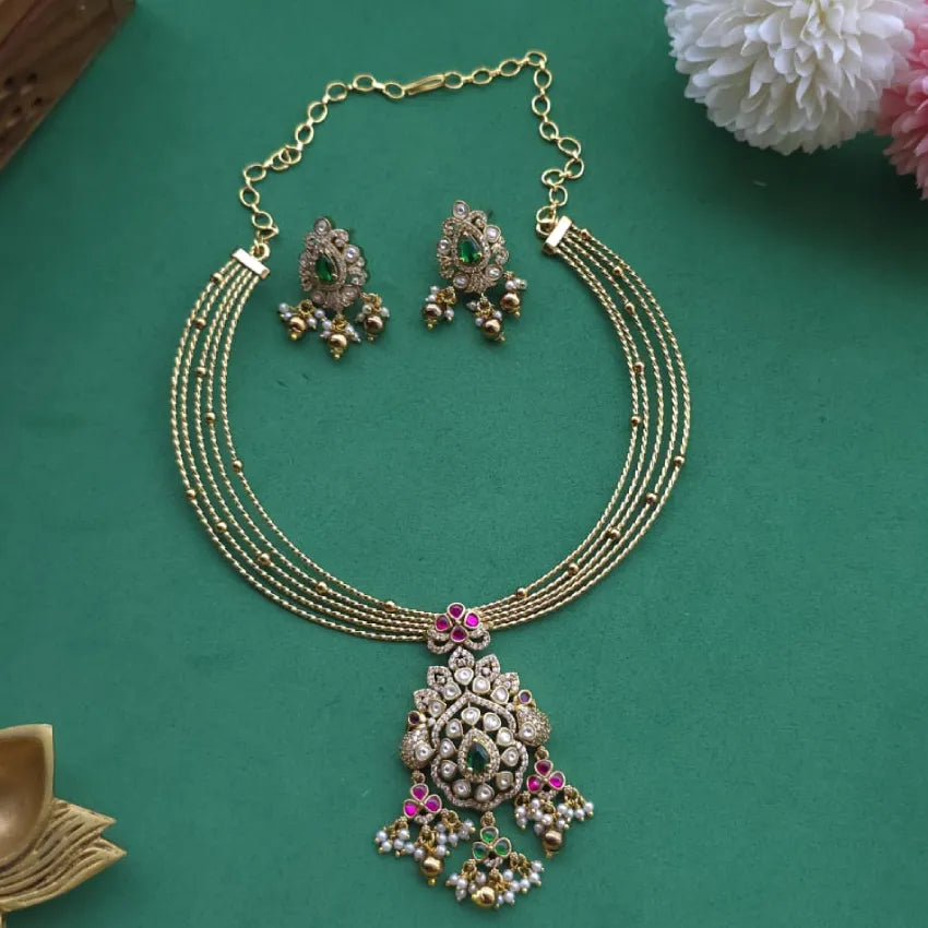 Victorian Jadau Hasli Necklace - Gold Inspired