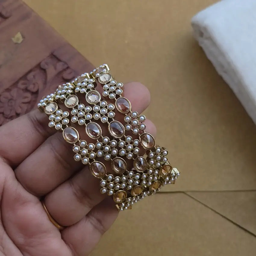 Kundan Pearl Bangles
