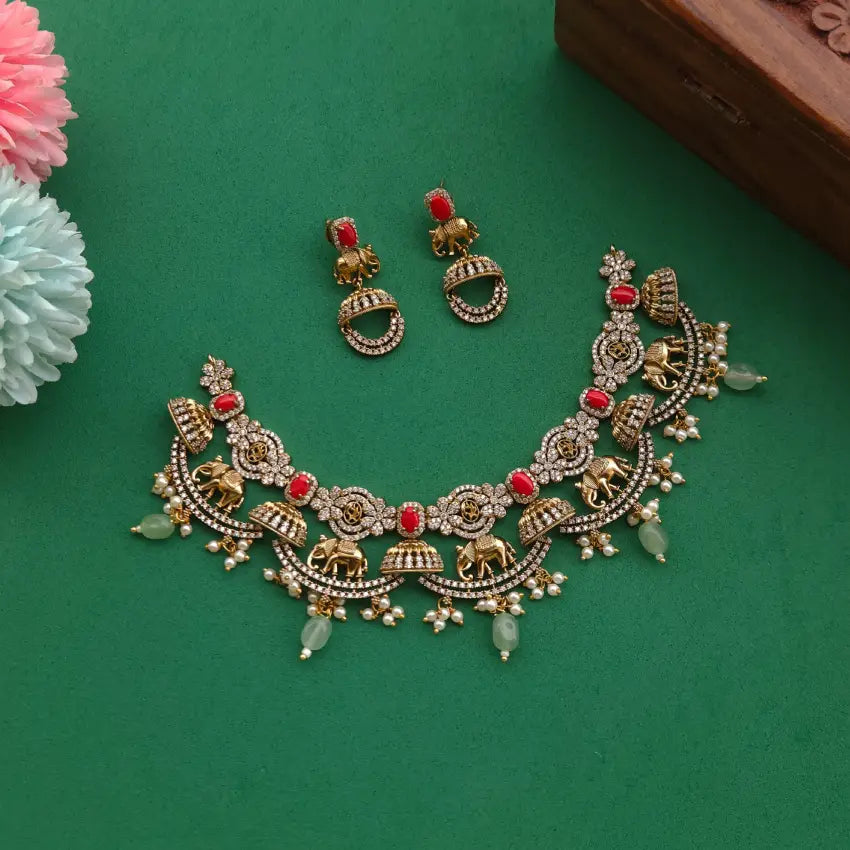 Hirdaya Elephant Coral Neckpiece