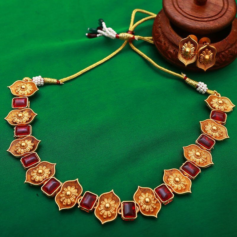 Floral Red Stone Neckpiece