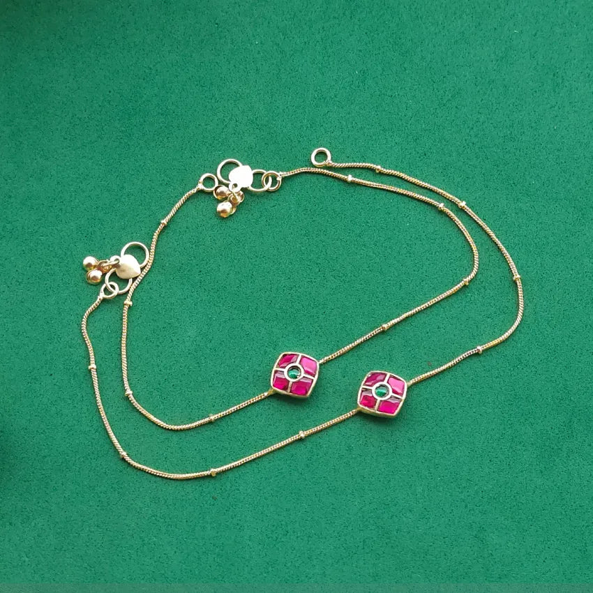 Floral Jadau Anklet