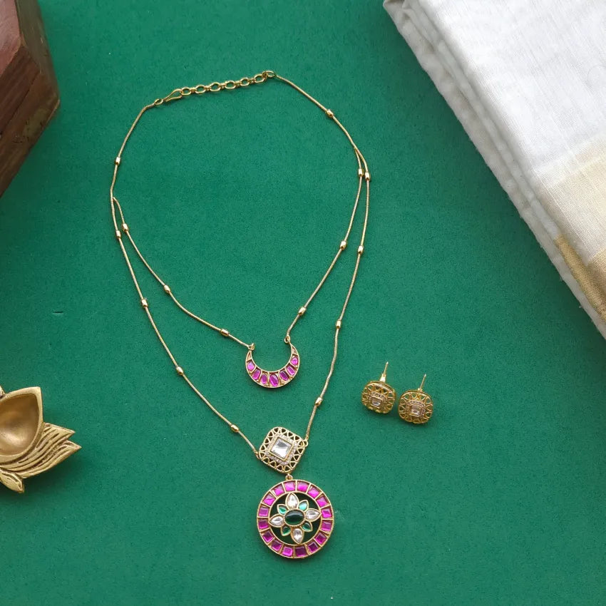 Floral Jadau Neckchain