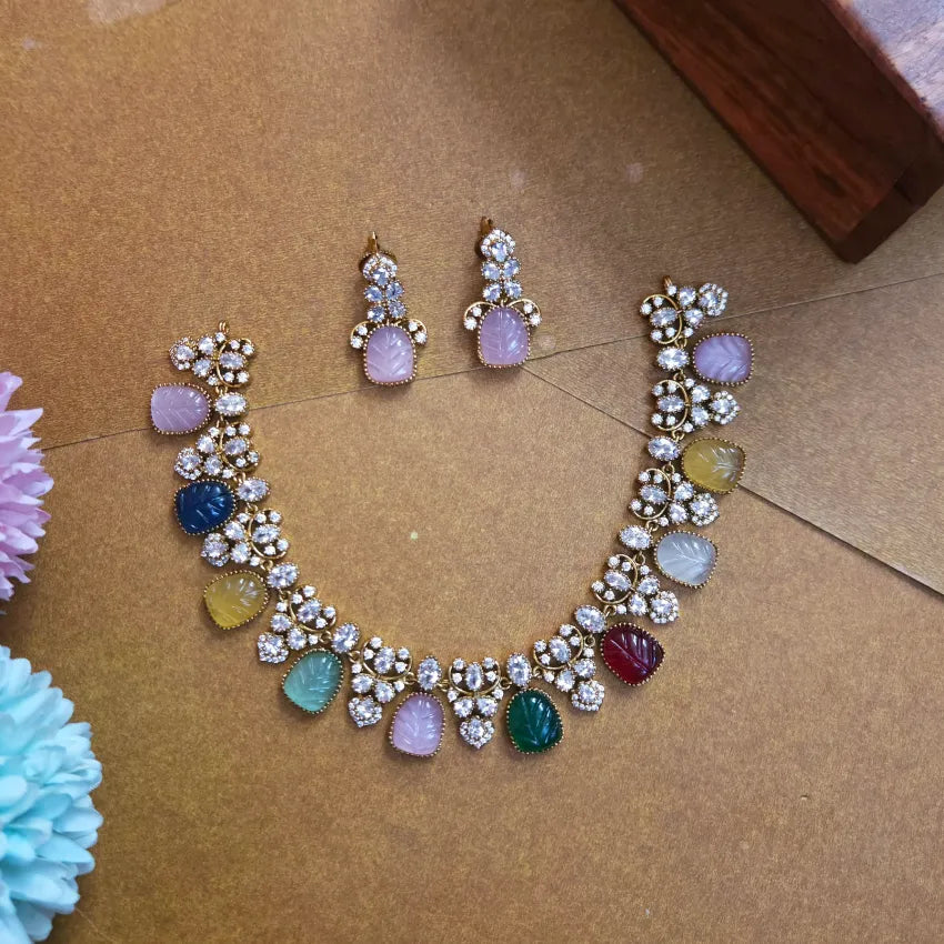 Kundan Colorful AD Stone Necklace