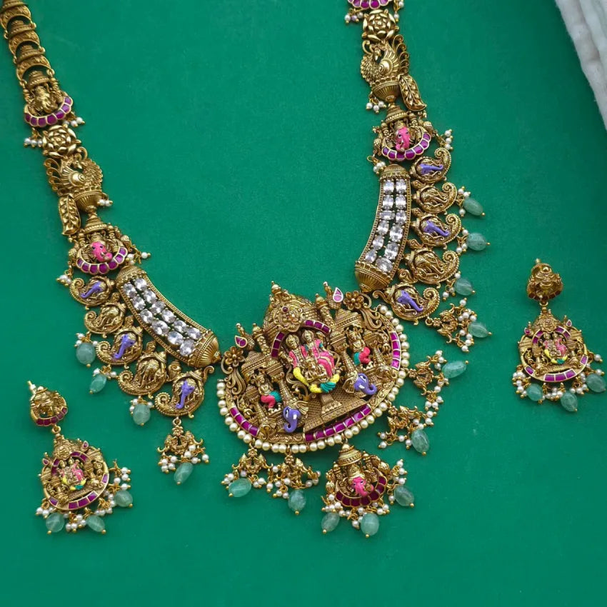 Madhuri Vishnu Lakshmi - Hand Painted Gold Inspired