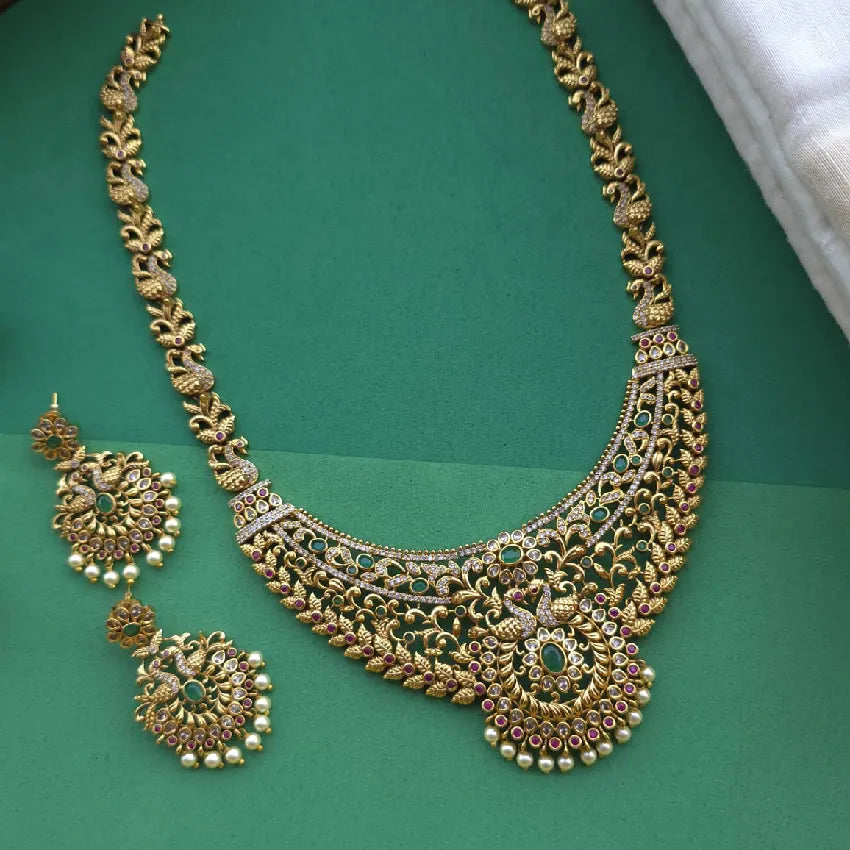 Manjari Peacock Haram - Gold Inspired