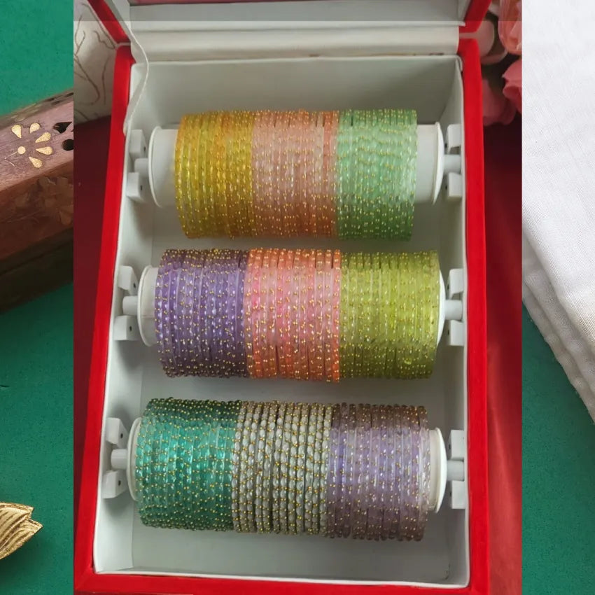 Premium Raindrop Glass Bangles - Pastel Colors