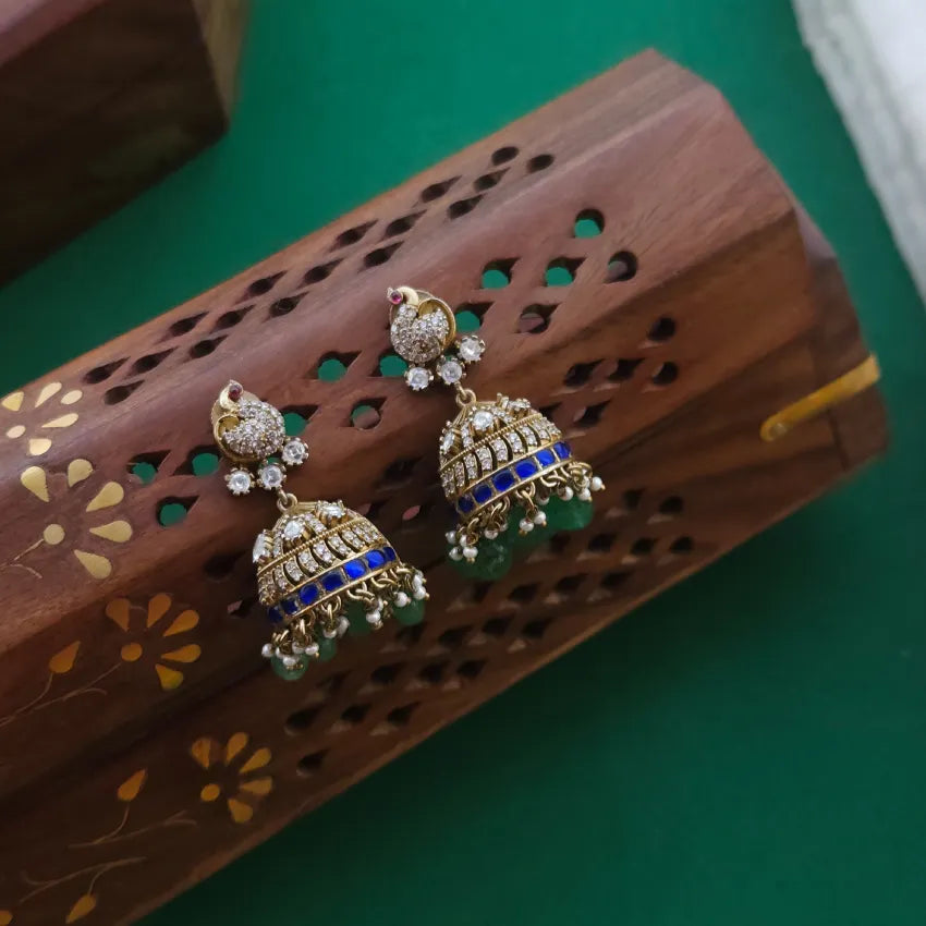 Peacock Jadau Jhumka