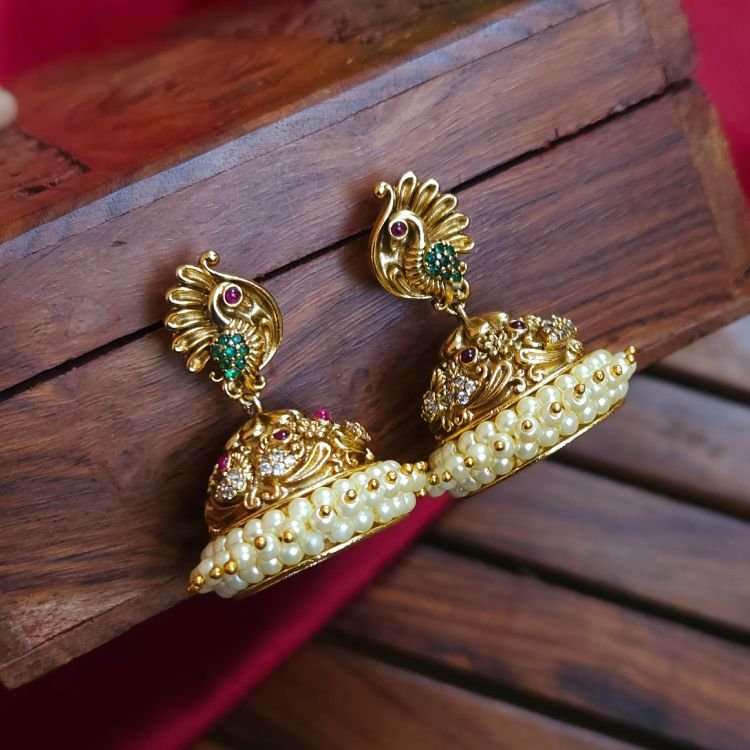 Peacock Pearl Jhumka