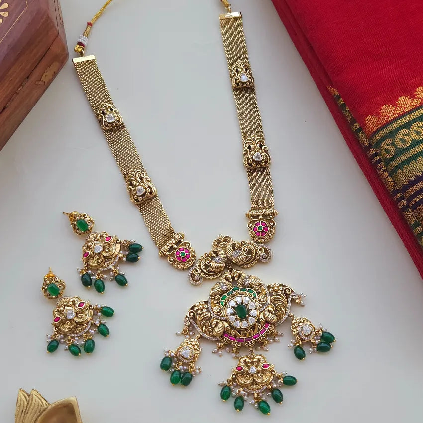 Arasi Real Gold Inspired Mid Length Haram – Yashtika Jewels