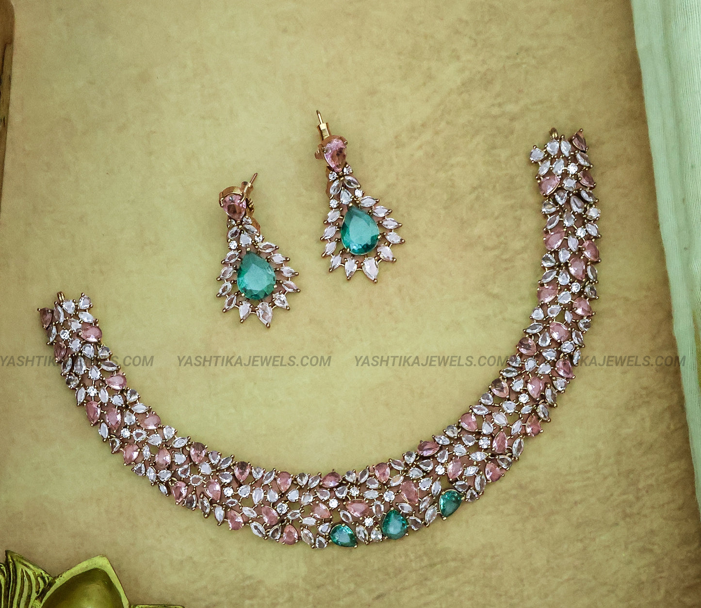 Victorian Pastel Moissanite Party Wear Necklace - Rejina