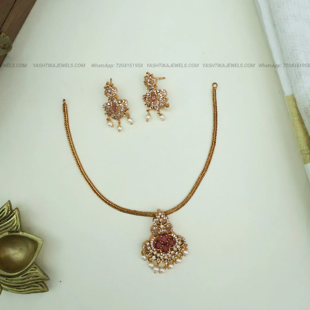 Floral Ruby Pendant Necklace Set | Kids Friendly