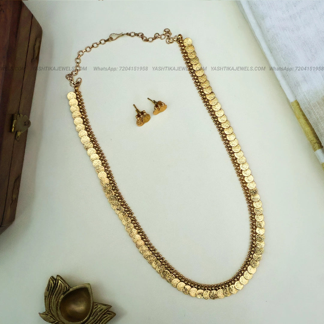 Traditional Lakshmi Coin Haram | Gold Finish