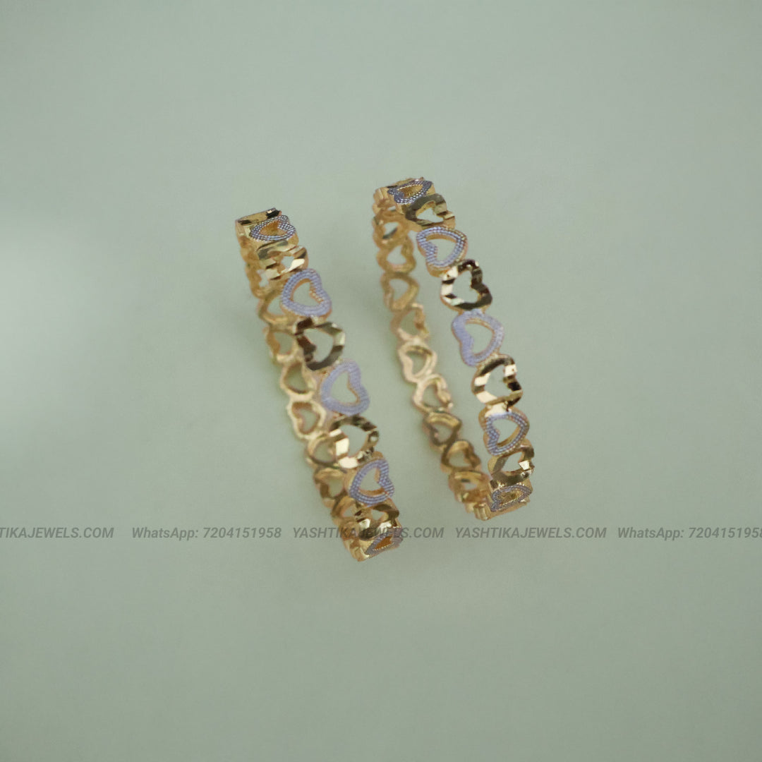 Heart Design Fancy Premium Kids Bangles | Gold-Finish