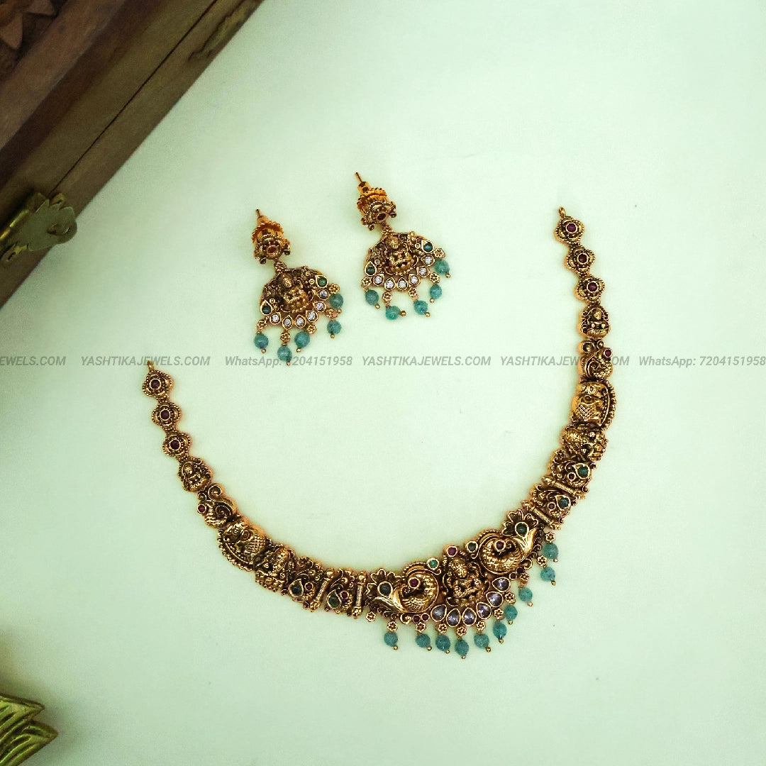 Antique Gold Finish Nagasi Necklace | Gold Replica Traditional Jewellery