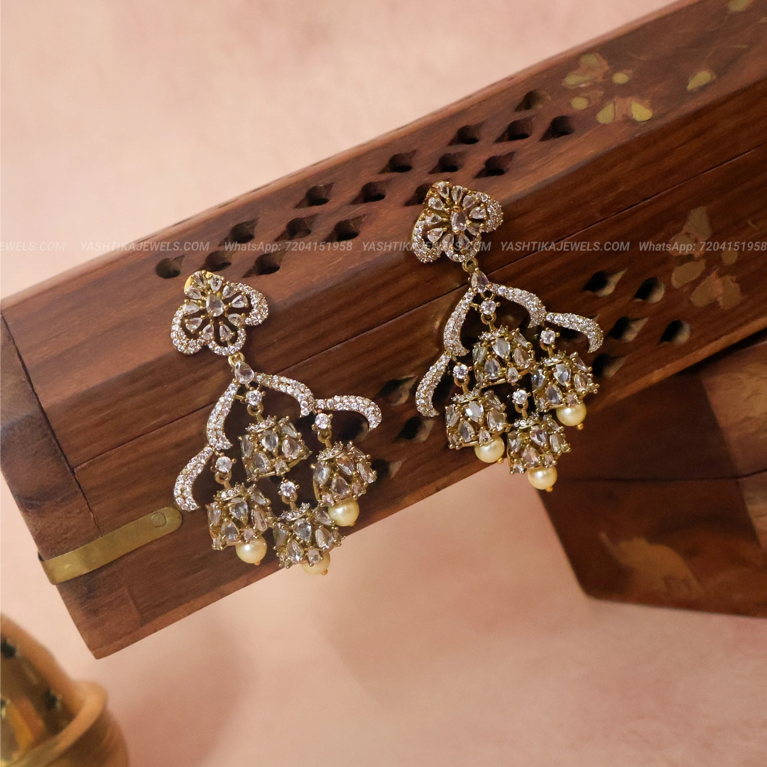 Crystal Pearl Drop Chandballi Earring |Party Wear Earrings