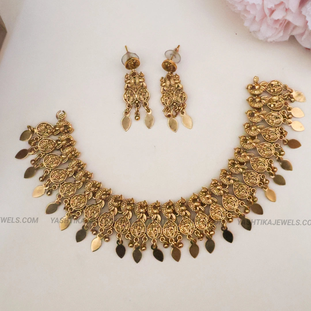 Antique Elakkathali Necklace - Gold Replica