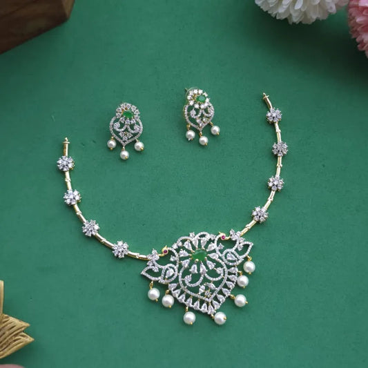 Diamond Replica Hasli Necklace - Green