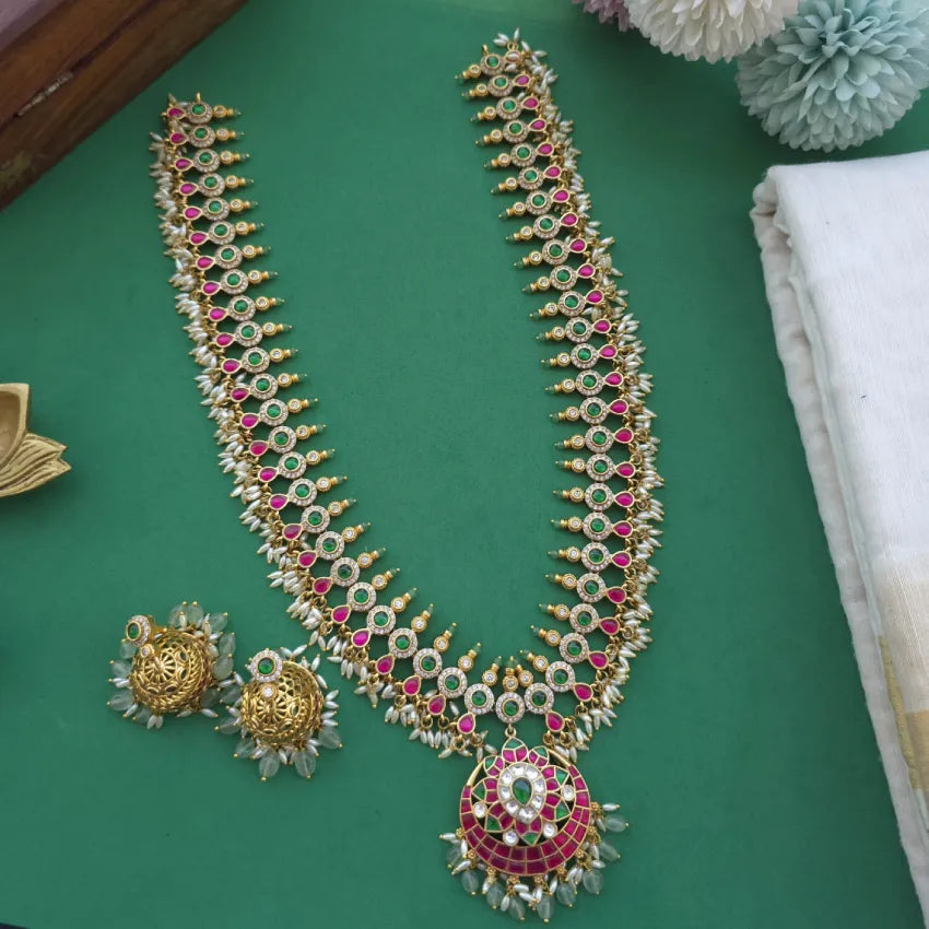Floral Premium Jadau Kundan Necklace Set