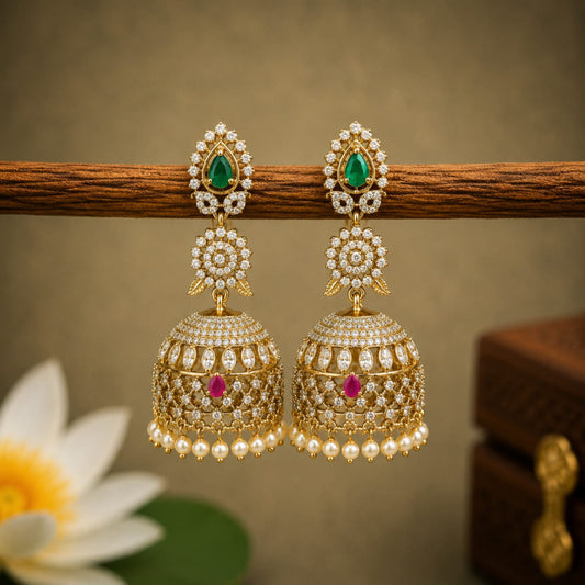 AD Floral Jhumka