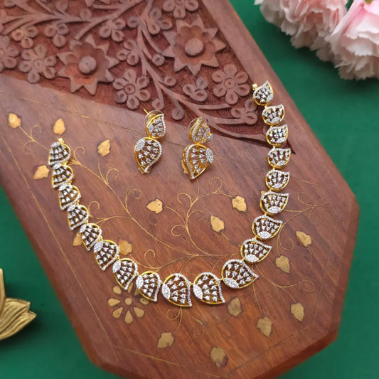 Leafy Diamond Replica Party Wear Necklace