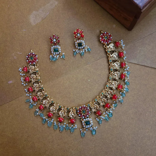 Aarini Red Coral Antique Necklace