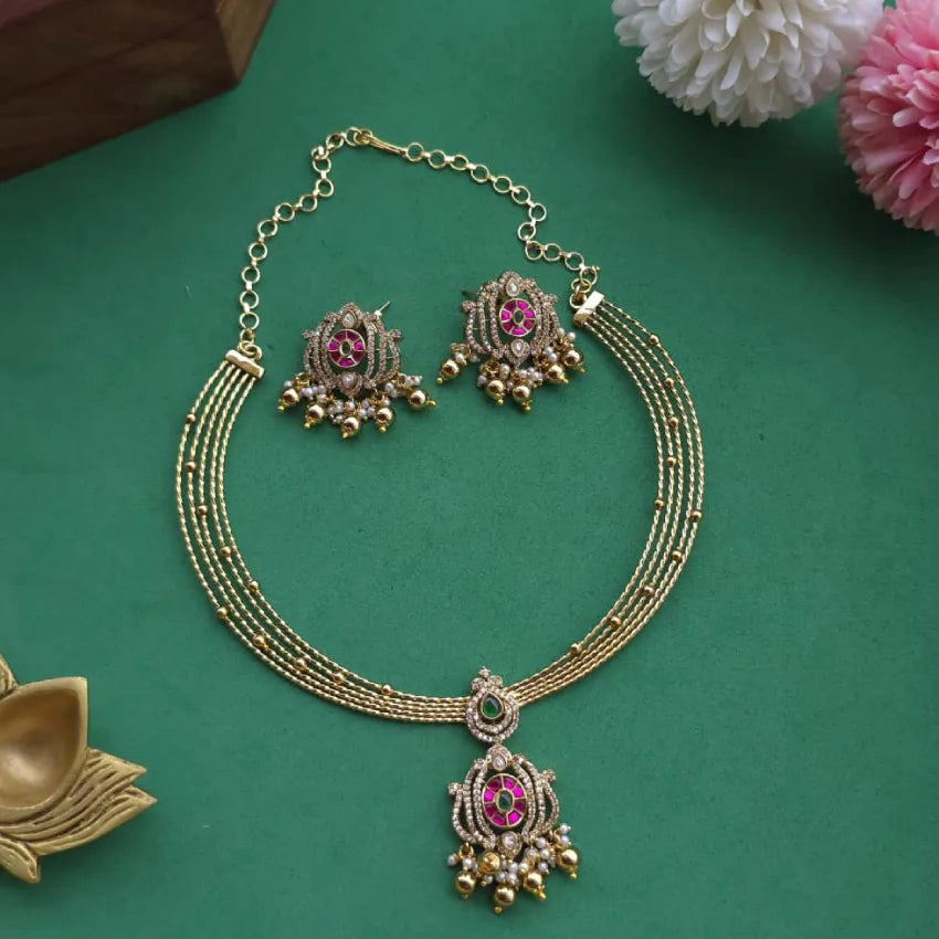 Victorian Jadau Hasli Necklace - Gold Inspired