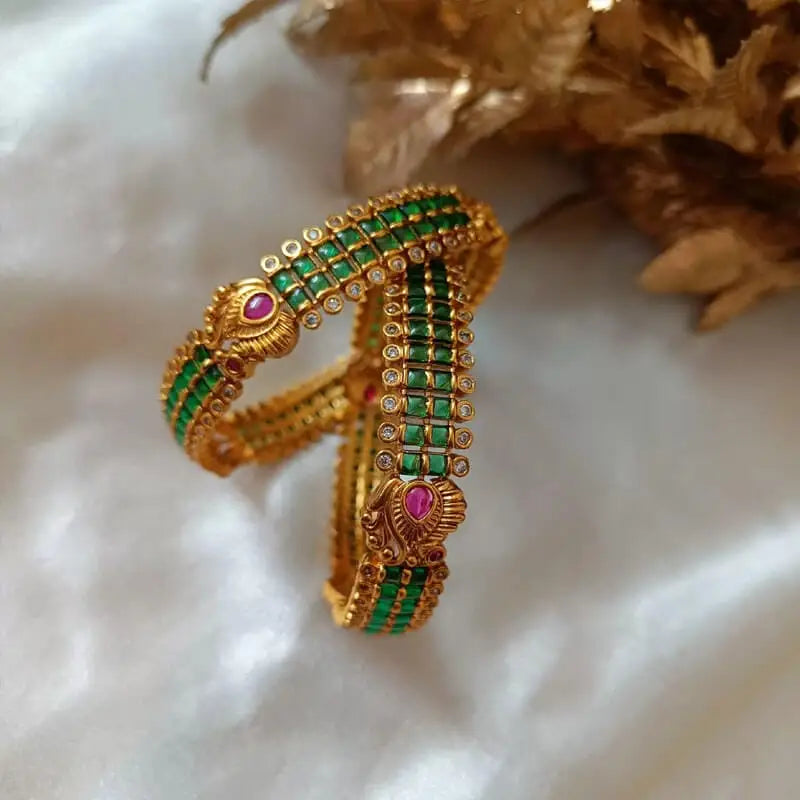 Bridal Bangles - Green Peacock