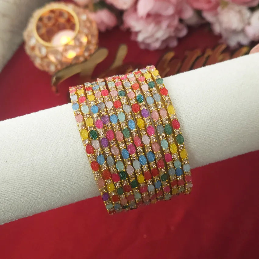 Colorful Leafy Glass Bangles