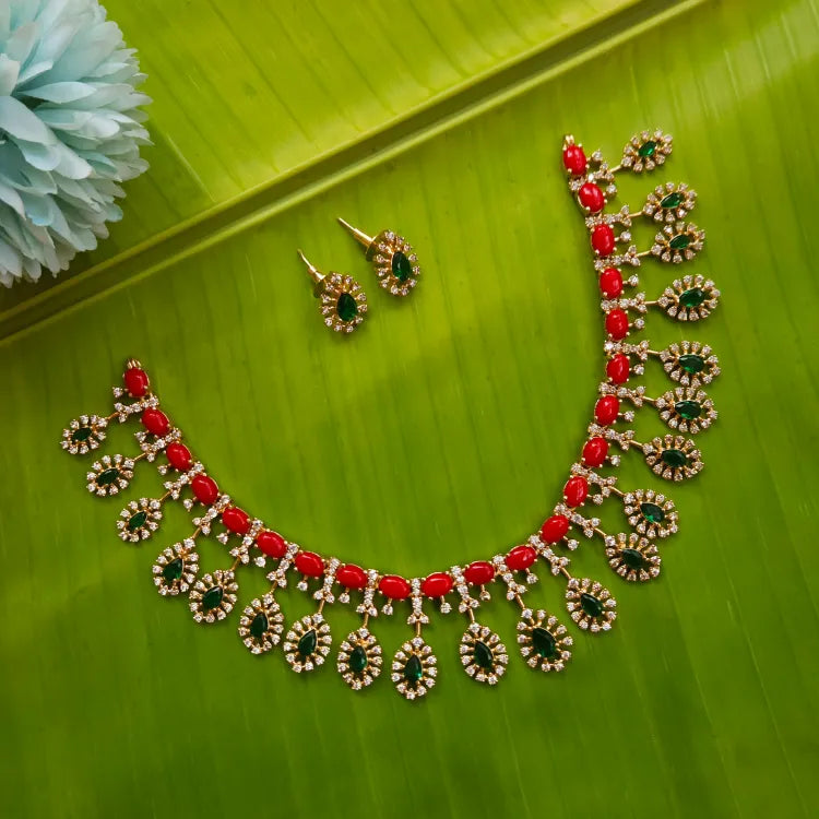 Saayal- Coral Red Neckpiece