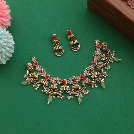 Hirdaya Elephant Coral Neckpiece