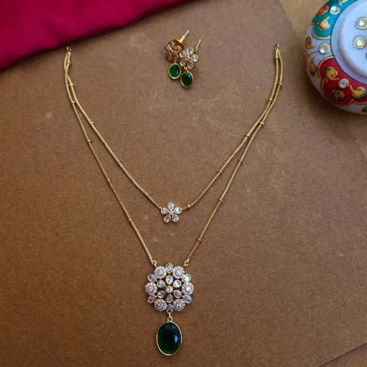 Floral Layered Neckchain - Green