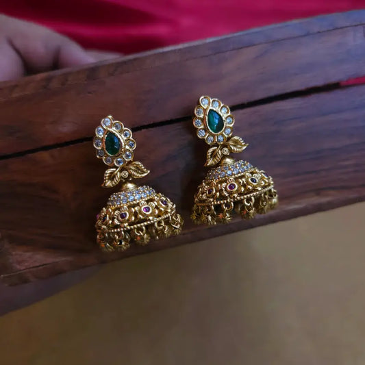 Antique Floral Leafy Jhumka