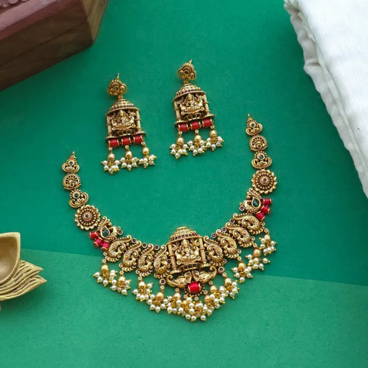 Induja - Antique Lakshmi Coral Necklace