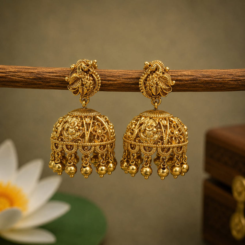 Mayil Real Gold Inspired Jhumka