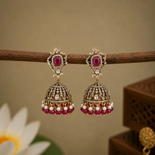 Victorian Ruby Jhumka