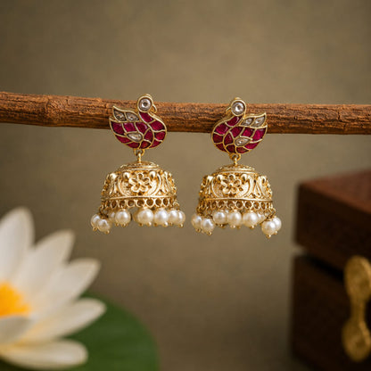 Peacock Jadau Jhumka
