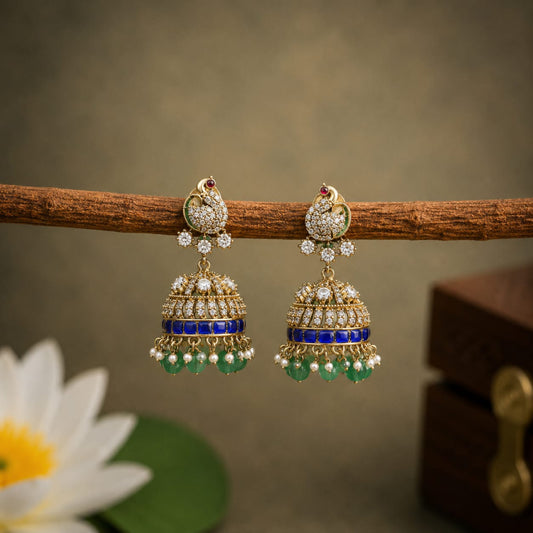 Peacock Jadau Jhumka