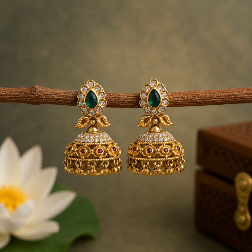 Antique Floral Leafy Jhumka