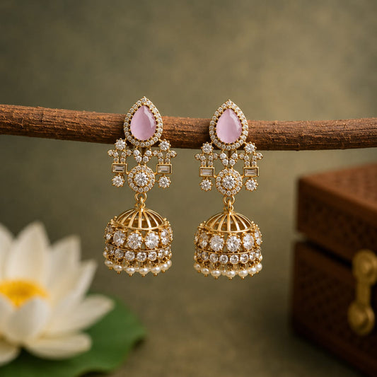 Victorian AD Jhumka - Pink