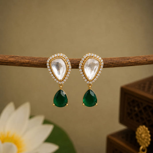 Moissanite Green Droplet Earring