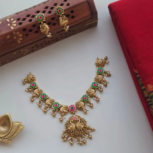 Peacock Jadau Neckpiece