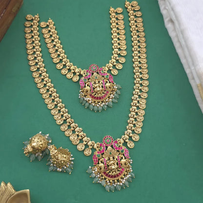 Antique Lakshmi Coin Necklace & Haram - Jadau