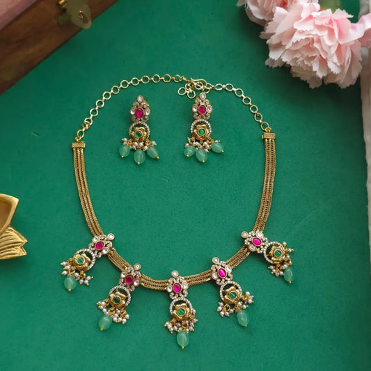 Varsha Floral Jadau Necklace