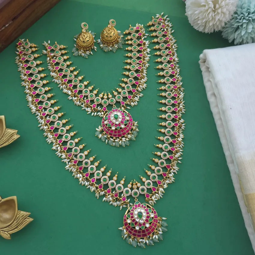 Floral Premium Jadau Kundan Necklace Set
