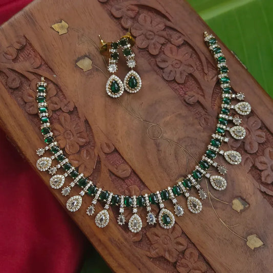 Jahnavi AD Necklace - Green