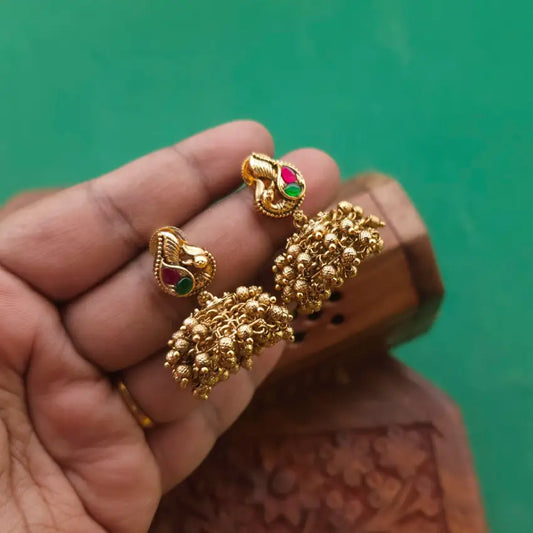 Peacock Jadau Jhumka