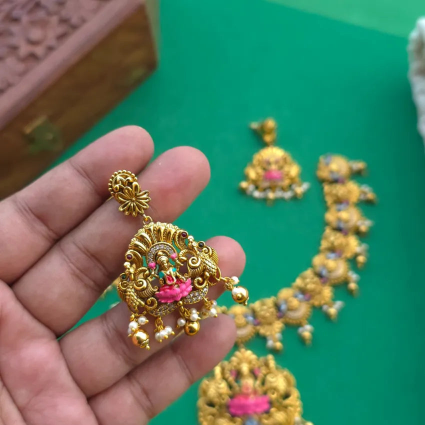 Madhuri Lakshmi Necklace - Hand Painted Gold Inspired