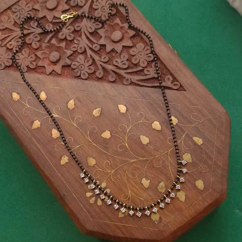 Black Beads Mangalsutra - White