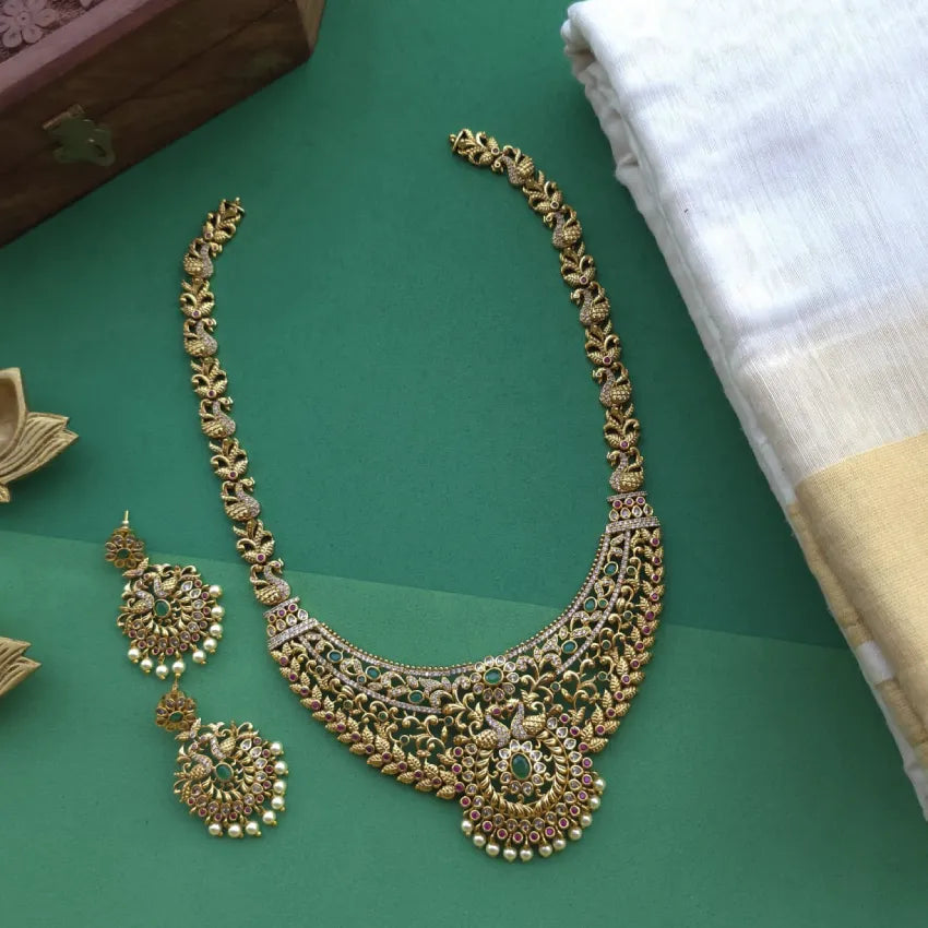 Manjari Peacock Haram - Gold Inspired